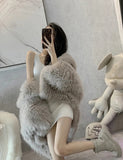 Rarove High Quality Luxury Faux Fur Coats Women Loose Hooded Fox Fur Jacket Fashion Warm Thick Coat Girl Winter Fluffy Furry Fur Jacket