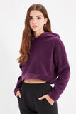 Rarove Hooded Eyelash Crop Knitted Sweatshirt