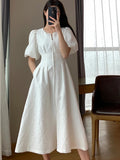 Rarove Black Fridy 2023 Summer New Women Fashion Elegant White Casual Solid Midi Dresses Office Lady Female A Line Clothes Vestdios