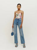 Rarove Summer Women Camis Ladies Floral Print Strapless Elastic Crop Top Vintage Holiday Beach Ladies Tank Top