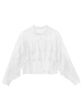 Rarove Summer Women Ruffles Blouse New Casual White Solid Thin Top Long Sleeves Fashion O Neck Shirt Ladies