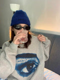 RAROVE Gothic Streetwear Printed Hoodie Women Punk Harajuku Hippie Grey Crewneck Sweatshirts Vintage  Pullover Female Tops