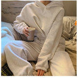 RAROVE Winter Spring Women Pullover Hoodies Sweatshirts Solid Casual Tracksuit Fleece 2 Pieces Set Sweatpants Suit Quality Outfits