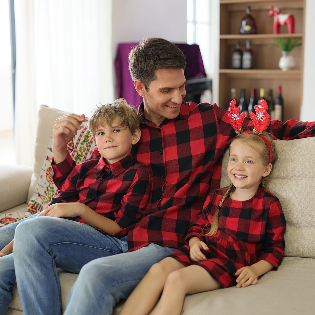 Rarove spring Mom Mum Baby Mommy and Me Xmas Clothes Plaid 2023 Family Matching Outfits Mother Daughter Dresses Father Son Shirts