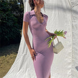 Rarove Short Sleeve Knitted Dress for Women 2023 Summer V-neck Short Sleeve Bodycon Dresses Vestidos Elegantes Para Mujer