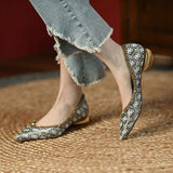 Rarove Spring Women's Pumps Pointed Toe Round Low Heel Rivet Classic Retro Ladies Heels Fashion All-Match Slip-On Leopard Female Shoes