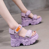Rarove Rimocy 2023 Summer Women Purple Wedges Sandals Fashion Chunky Platform Shoes Woman Open Toe Super High Heels Sandalias Mujer