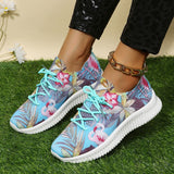 Rarove Fashion Sneakers For Women Flower Print Lace-Up Casual Shoes Outdoor Breathable Running Footwear Lady Vulcanized Shoe Plus Size