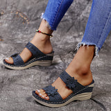 Rarove Back to school Crystal Thick Sole Slippers For Women Summer Flower Wedges Sandals Woman Non Slip Beach Shoes Ladies Plus Size 43