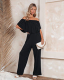 Rarove Spring And Summer 2023 Women's Casual Style One-Shoulder Wide Leg Pants Fashion Temperament Revealing One-Piece Pants Women