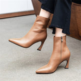 Rarove Black Friday Spring Thin Women Boots Simple And Versatile Solid  Boots Pointed Toe Thin Heels High(8.5Cm) Plush Lining/Pigskin Lining
