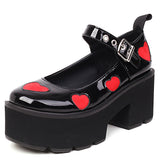 RAROVE Halloween 2022 Sale Chunky Heels Black Red Love Chunky Platform Dolly Shoes Women Buckles Goth Cosplay Lolita Mary Janes Pumps Big Size 43