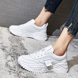 Rarove 2022 Round Toe Lace Up Casual Women Sneakers Genuine Leather Spring Summer Platform Fashion Ladies Sports Shoes Size 35-40