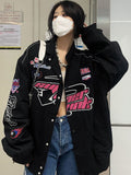 RAROVE Gothic Punk Embroidery Sweatshirts Women Harajuku Zip Up Oversize Hoodies Black Loose Casual Tops Jacket Vintage Hippie