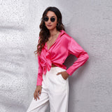 Rarove Spring White Blouses Vintage Women Elegant Top 2023 Casual Shirt Oversize Satin Silk Loose Shirts Long Sleeves Clothing