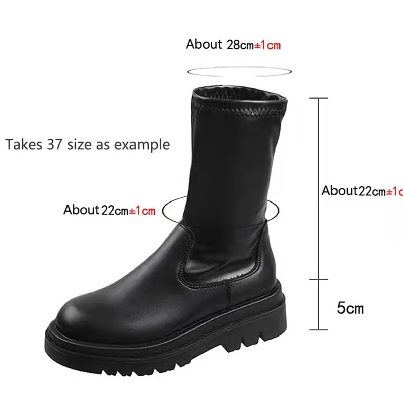 Rarove Women Over The Knee High Boots Motorcycle Chelsea Platform Boots 2022 Winter Gladiator Fashion PU Leather High Heels Boots Shoes