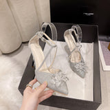 Rarove Newest Cinderella Shoes Rhinestone High Heels Women Pumps Pointed Toe Crystal Heels For Women Heels Women Shoes High Heels