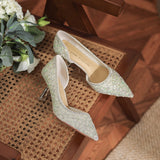 RAROVE Women's Wedding Bridal Shoes 2022 New Crystal Elegant Pointed Toe Medium Heel Sexy Women's Party Shoes Pumps Women Shoes