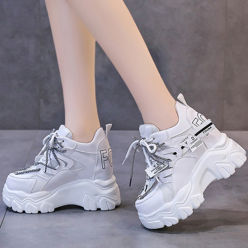 Rarove Back to school Breathable Chunky Sneakers Women Fashion Height Increase Platform Vulcanize Shoes Woman Thick Bottom Sports Shoes