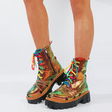 RAROVE Halloween Bling Sequins Brand New Rainbow Trendy Fashion Platform Shoes Women's Boots Footwear Chunky Boots