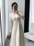 RAROVE Summer New Elegant Midi Dress For Women Solid Femme Fashion A Line Lady Party Clothing Vestidos