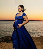 Rarove 2022 Sexy Mercerized Cotton Maternity Dress Photography Props V-Neck Short-Sleeved High Waist Slim Pregnant Women Trailing Dress