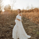 Rarove Pregnancy Vintage Boho Clothes Summer Shouldless Floral Pregnancy Photogrpahy Dress Maternity Maxi Gown Dresses for Photo Shoot