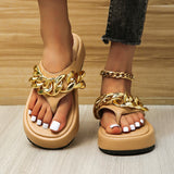 Rarove New Women Summer Fashion Cartoon Chain Flip-Flops Sandal Slippers Woman Flat Platform Sandals Casual Flat Slippers Slides