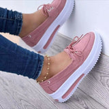Rarove Back to school supplies Women Shoes Wedge Heel Platform Sneakers Fashion Design 2022 Spring Autumn Solid Color Wedges Lace Up Decoration Lady
