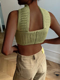 Rarove  Cotton Knit Sleeveless Halter Sexy Crop Top For Women Outfits Summer Y2K Backless Strapless Tube Top Tee Clothes