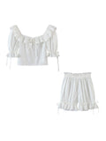 Rarove Summer Women Cotton Camisole With Mini Skirt White Backless Short Tank Top Slim Casual Two Piece Set Short Top