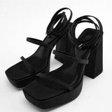 RAROVE Halloween 2022 Brand New Great Quality Rosyred Platform Chunky High Heels Women Shoes Elegant Party Lady Trendy Summer Ankle Strap Sandals