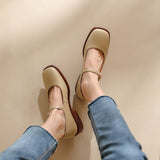 Rarove Black Friday 2022 Spring/Autumn Women Shoes Round Toe Chunky Heel Split Leather Shoes Women Solid Buckle Women Pumps Mary Jane Famele Shoes