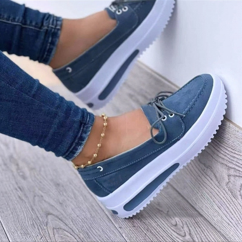 Rarove Back to school supplies Women Shoes Wedge Heel Platform Sneakers Fashion Design 2022 Spring Autumn Solid Color Wedges Lace Up Decoration Lady