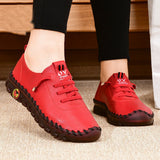Rarove 2022 New Casual Women Shoes Platform Loafers 2022 Lace Up Leather Flats Spring Slip-On Mom Shoe Mujer Zapatos Chaussure Femme