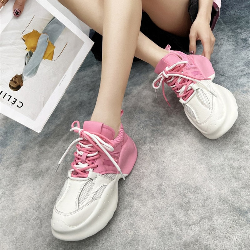 Rarove Back to school Summer Women Shoes New Design Women's Chunky Sneakers Fashion Trendy Thick Sole Sport Shoes Woman Colorful Sneakers Female
