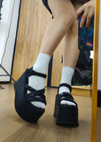 RAROVE Halloween Brand New Sweet Cool Fashion High Heels Lolita Black Gothic Style Girls Cosplay Chunky Platform Shoes Woman Summer Sandals