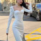RAROVE Autumn New Women Elegant Midi Slim White Black Dress Female Vestdios Office Lady Bodycon Fashion Slim Clothes