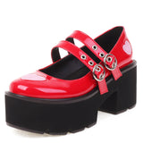 RAROVE Halloween 2022 Sale Chunky Heels Black Red Love Chunky Platform Dolly Shoes Women Buckles Goth Cosplay Lolita Mary Janes Pumps Big Size 43
