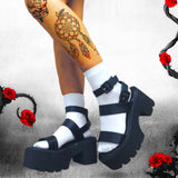 RAROVE Halloween 2022 Brand Leisure Chunky Platform Sandals High Block Heels Gladiator Goth Black Shoes Woman Fashion Trendy Summer Women Sandals