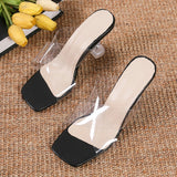 Rarove Back to School Crystal Clear Transparent Slippers Female Shoes Middle Heels Comfortable New Summer Women Shoes Woman Fashion Cool Mules Slides