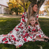 Rarove Mother and Daughter Dress Long Sleeve Family Matching Clothes Floral Family Look Outfits Mommy And Me Kids Dresses For Girls