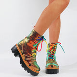 RAROVE Halloween Bling Sequins Brand New Rainbow Trendy Fashion Platform Shoes Women's Boots Footwear Chunky Boots