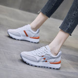 RAROVE  New Women Casual Sport Shoes Girl Street Leather Mesh Patchwork Stripe Comfortable Sneakers All Seasons Trainers 40