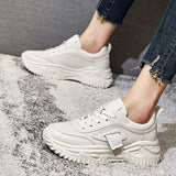 Rarove 2022 Round Toe Lace Up Casual Women Sneakers Genuine Leather Spring Summer Platform Fashion Ladies Sports Shoes Size 35-40