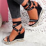 Rarove 2022 NEW Wedges Sandals Summer Pumps With Ankle Strap Sandals Stripper Heelsopen Toe Women's Shoes Stripper Shoes
