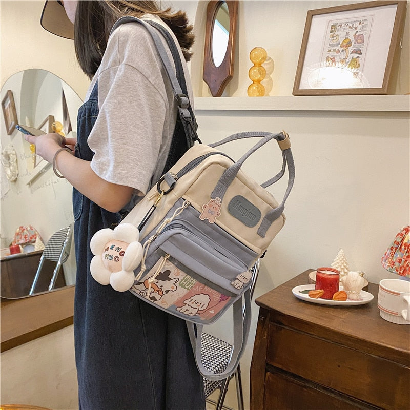 Rarove Back to school supplies Korean Style Cute  Backpacks Women Waterproof Nylon Small Shoulder Bags For Girls Schoolbags Flower Travel Backpack