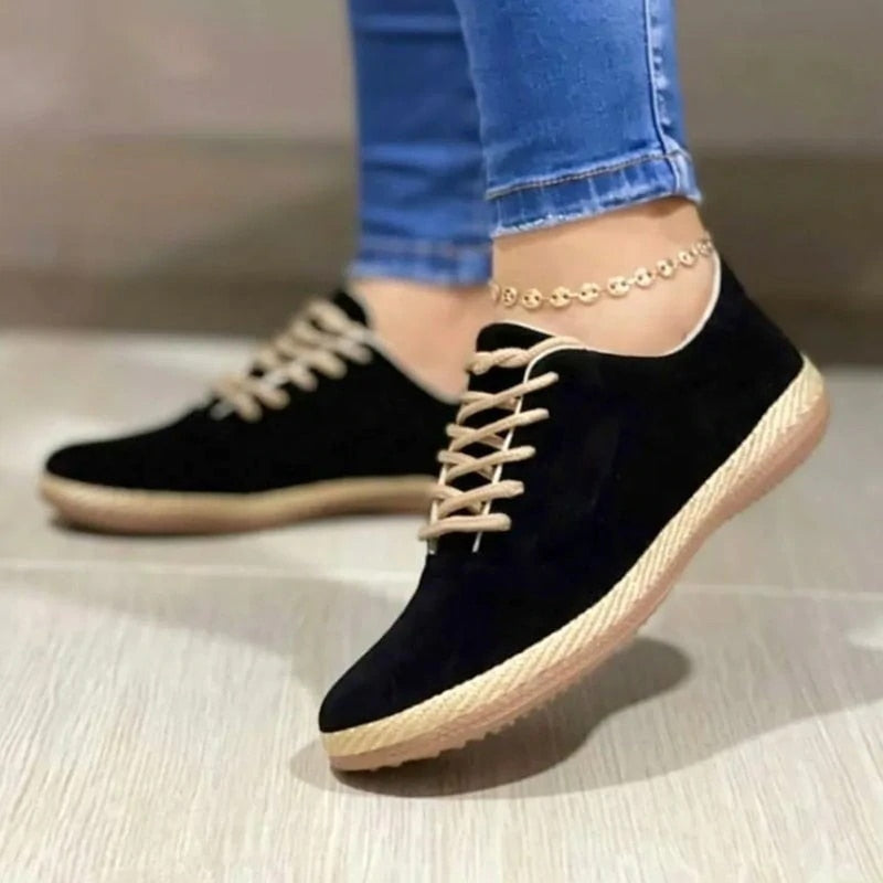 Rarove Black Friday Women Lace-Up Casual Shoes  New Round Head Student Sports Shoes Fashion Couple Walking Flats Ladies Sneakers Zapatos Mujer