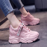 Rarove Brand 2022 Spring Breathable Mesh Sneakers Hidden Increasing Sport Shoes Woman Wedge Casual Chunky Shoes High Platform Shoes 9CM
