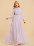 Rarove Bohemian Long Sleeve Maxi Long Dresses For Women Pink Chiffon Wedding Bridesmaid Party Elegant Chiffon Evening Dress